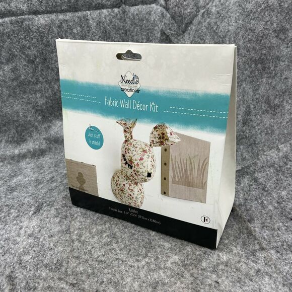 Needle Creations Fabric Wall Decor Kit Pastel Pink Floral Rabbit Nursery Decor - Picture 7 of 7